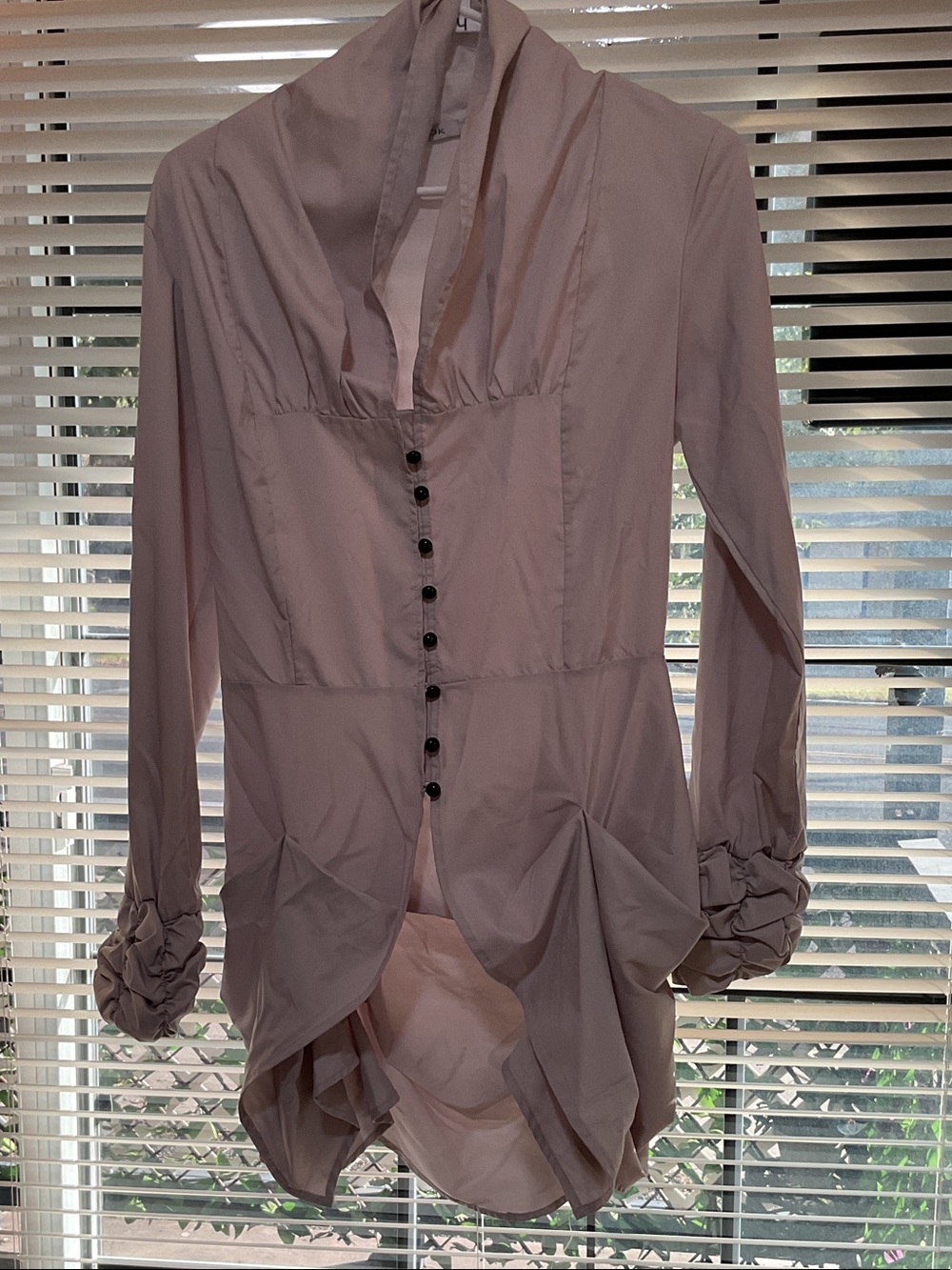 MISSLOOK Pale Pink Draped Button-Front Blouse